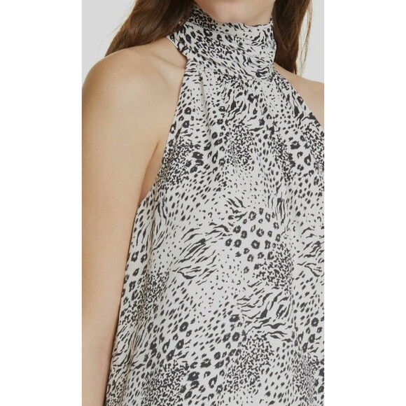NWT- Joie 'Erola B' Printed Mock-Neck Halter Top, Porcelain/Black - Size Small - Picture 11 of 14